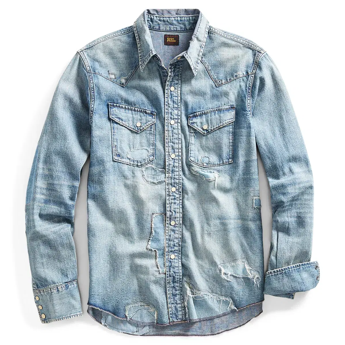 RRL 더블알엘 distressed denim western shirt